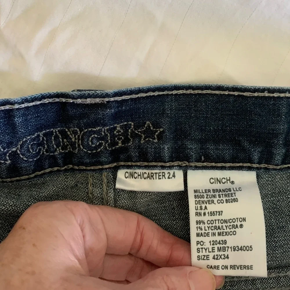 Cinch 42x34 Carter 2.4 Jeans Dark Wash Relaxed Bootcut MB71934005 Mens Denim